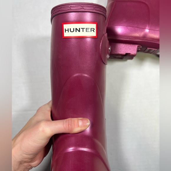 Hunter original short nebula women’s rain boot iridescent hayes burgundy size 7 - Picture 9 of 9